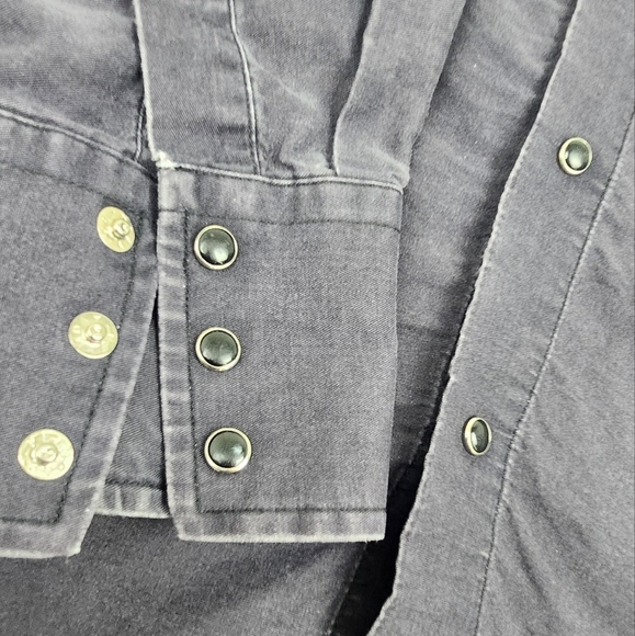 Cumberland Outfitters Western Bald Eagle Black Snap Button Down - Picture 4 of 6